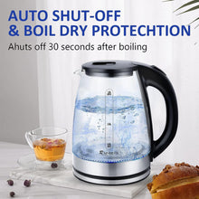 Load image into Gallery viewer, Electric Kettle Water Boiler, 1.8L Electric Tea Kettle, Wide Opening Hot Water Boiler With LED Light, Auto Shut-Off & Boil Dry Protection, Glass Black