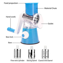 Load image into Gallery viewer, 3-in-1 Rotary Food Slicer Chopper Cheese Grater Fruit Vegetable Shredder Cutter