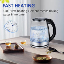 Load image into Gallery viewer, Electric Kettle Water Boiler, 1.8L Electric Tea Kettle, Wide Opening Hot Water Boiler With LED Light, Auto Shut-Off & Boil Dry Protection, Glass Black
