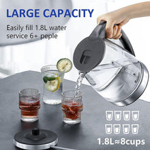 Load image into Gallery viewer, Electric Kettle Water Boiler, 1.8L Electric Tea Kettle, Wide Opening Hot Water Boiler With LED Light, Auto Shut-Off & Boil Dry Protection, Glass Black