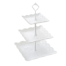 Load image into Gallery viewer, 3Tier Cake Stand Afternoon Tea Wedding Party Plates Tableware Embossed Tray UK
