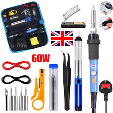 Load image into Gallery viewer, 60W Soldering Iron Kit Electronics Welding Irons Solder Tools Adjustable Temp UK
