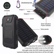 Load image into Gallery viewer, New Solar Power Bank Waterproof 2 USB LED Battery Charger For Mobile Phone
