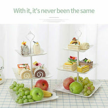 Load image into Gallery viewer, 3Tier Cake Stand Afternoon Tea Wedding Party Plates Tableware Embossed Tray UK
