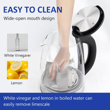 Load image into Gallery viewer, Electric Kettle Water Boiler, 1.8L Electric Tea Kettle, Wide Opening Hot Water Boiler With LED Light, Auto Shut-Off &amp; Boil Dry Protection, Glass Black
